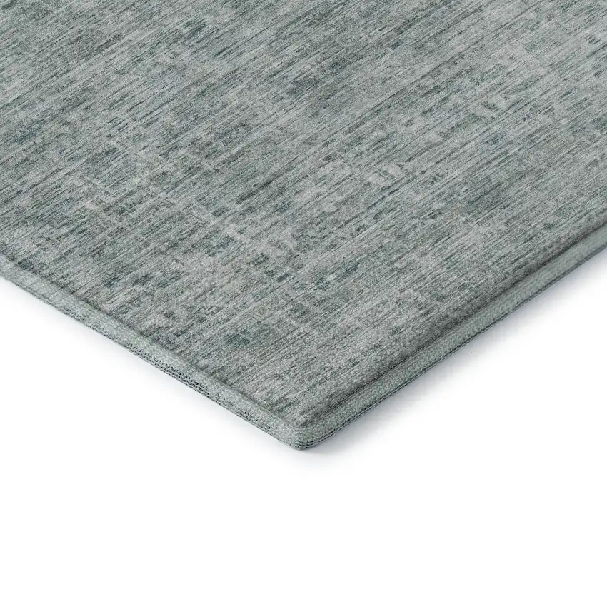 Turquoise And Ivory Striped Washable Area Rug With UV Protection Photo 7