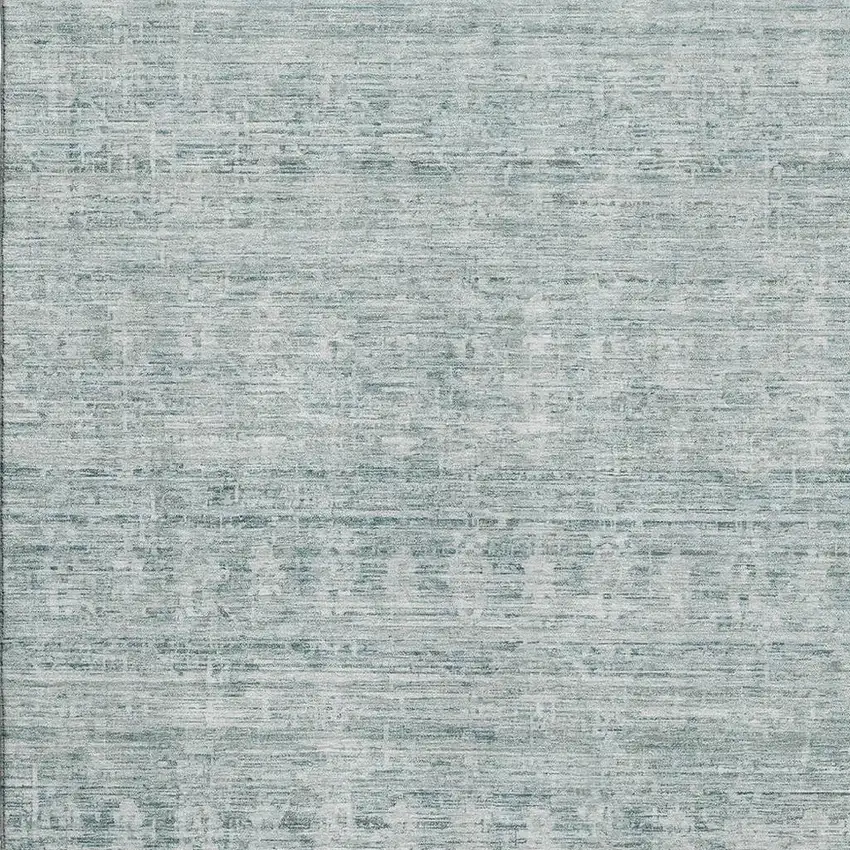 Turquoise And Ivory Striped Washable Area Rug With UV Protection Photo 3