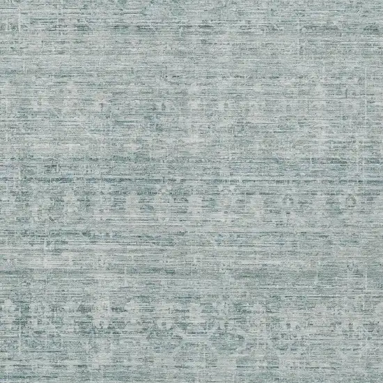 Turquoise And Ivory Striped Washable Indoor Outdoor Area Rug Photo 4