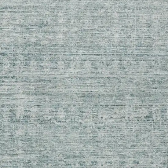 Turquoise And Ivory Striped Washable Indoor Outdoor Area Rug Photo 6