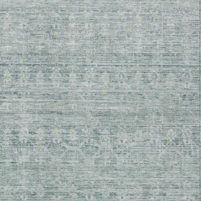 Turquoise And Ivory Striped Washable Indoor Outdoor Area Rug Photo 6