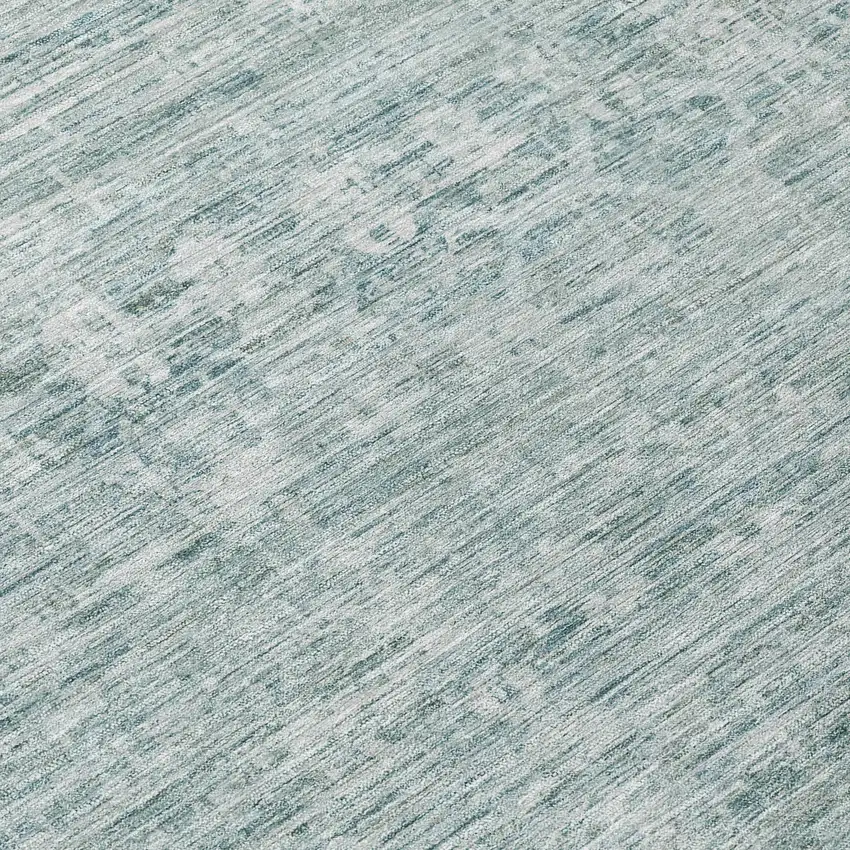 Turquoise And Ivory Striped Washable Indoor Outdoor Area Rug Photo 8