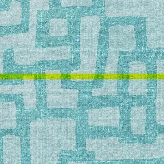 Turquoise And Sky Blue Abstract Washable Area Rug With UV Protection Photo 9