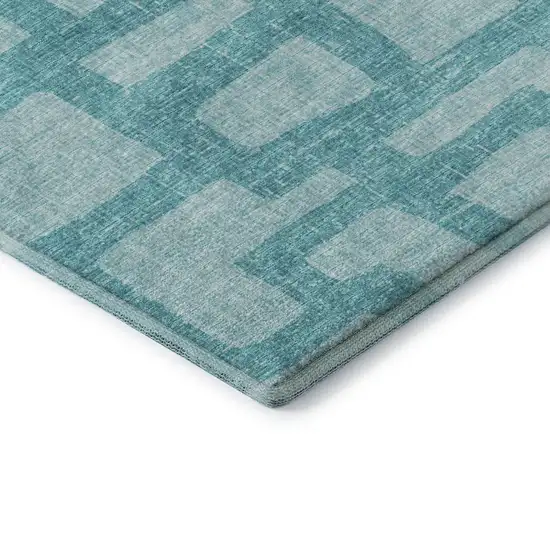 Turquoise And Sky Blue Abstract Washable Area Rug With UV Protection Photo 7