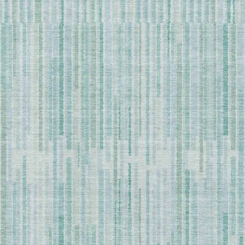 Turquoise And Sky Blue Striped Washable Area Rug With UV Protection Photo 3