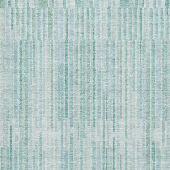 Turquoise And Sky Blue Striped Washable Area Rug With UV Protection Photo 3