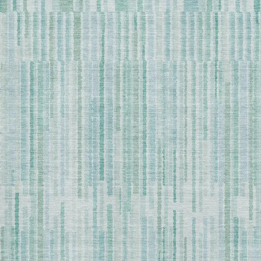 Turquoise And Sky Blue Striped Washable Area Rug With UV Protection Photo 3