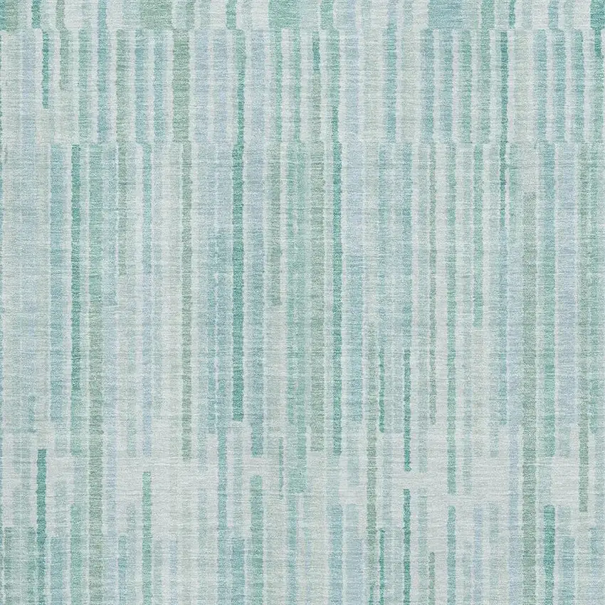 Turquoise And Sky Blue Striped Washable Area Rug With UV Protection Photo 3