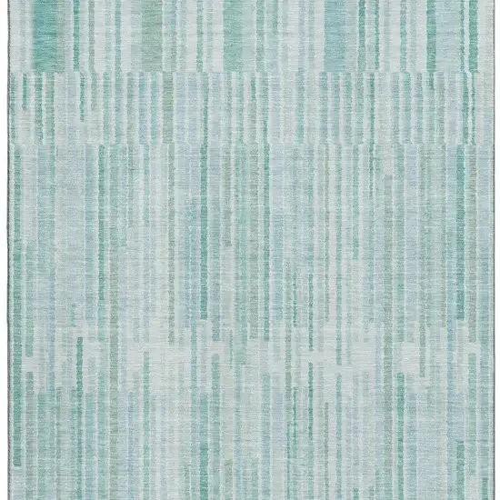 Turquoise And Sky Blue Striped Washable Area Rug With UV Protection Photo 4