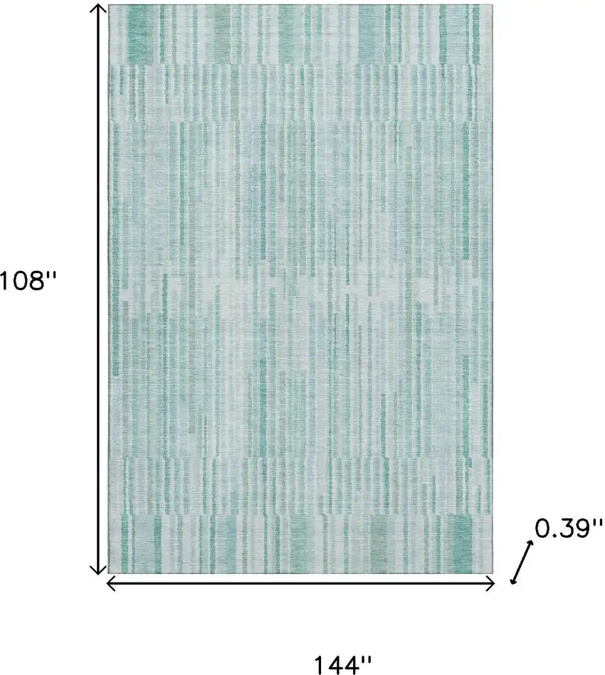 Turquoise And Sky Blue Striped Washable Area Rug With UV Protection Photo 9