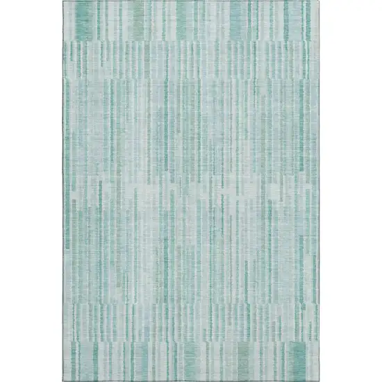 Turquoise And Sky Blue Striped Washable Area Rug With UV Protection Photo 1