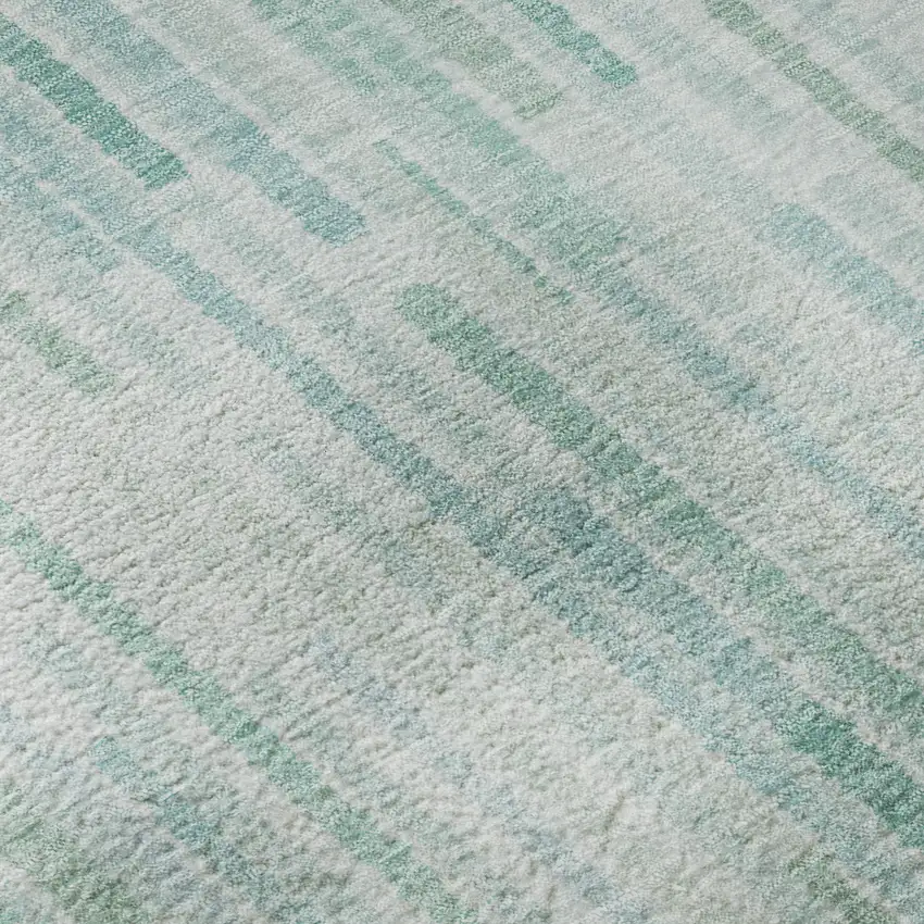 Turquoise And Sky Blue Striped Washable Area Rug With UV Protection Photo 8