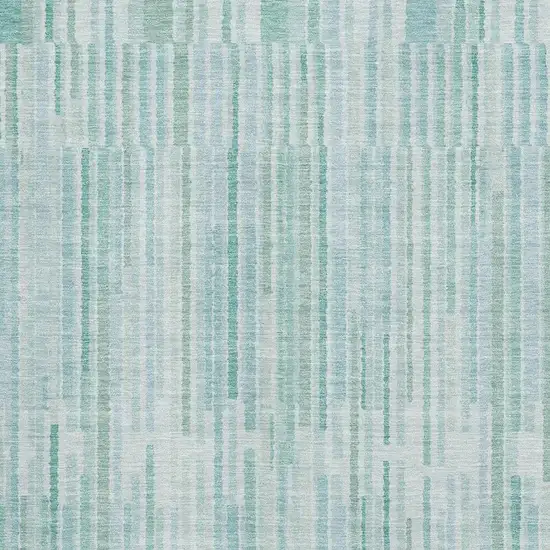 Turquoise And Sky Blue Striped Washable Area Rug With UV Protection Photo 3