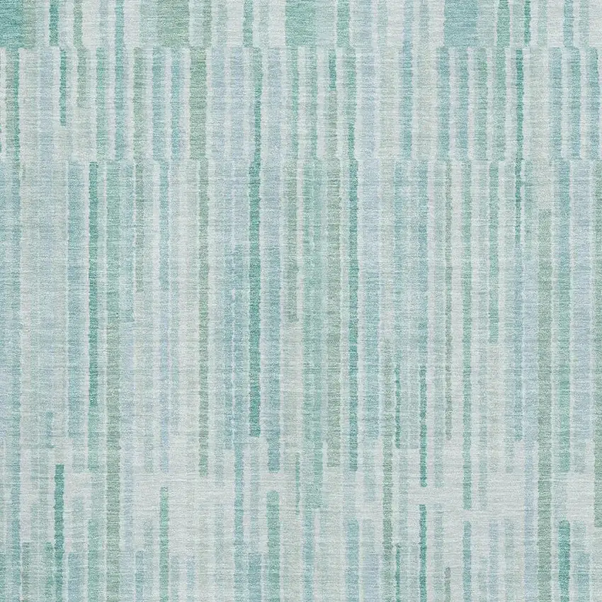 Turquoise And Sky Blue Striped Washable Area Rug With UV Protection Photo 3