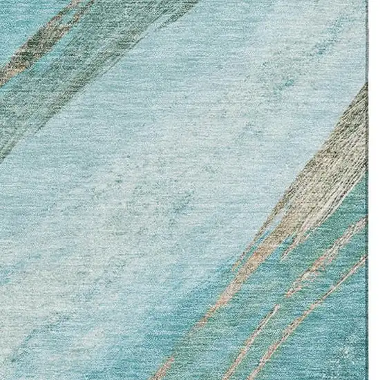 Turquoise And Teal Abstract Washable Area Rug With UV Protection Photo 3
