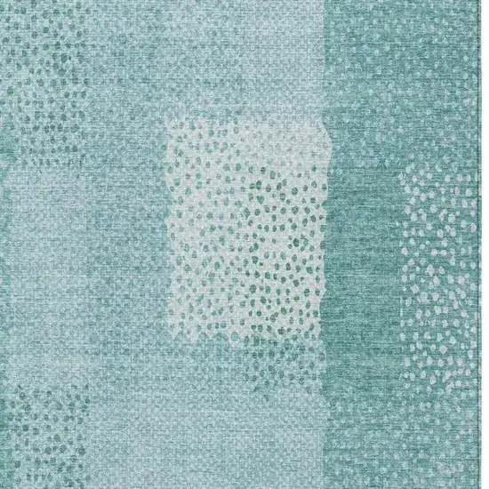 Turquoise And Teal Blue Abstract Washable Indoor Outdoor Area Rug Photo 6
