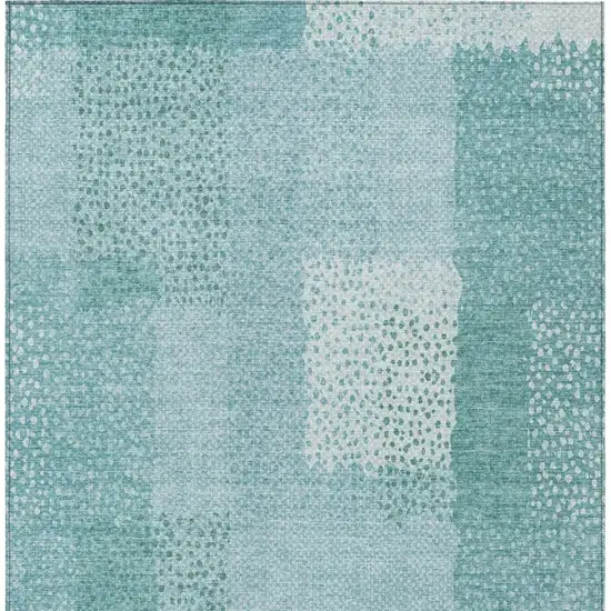 Turquoise And Teal Blue Abstract Washable Indoor Outdoor Area Rug Photo 9