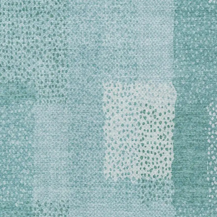 Turquoise And Teal Blue Abstract Washable Indoor Outdoor Area Rug Photo 8