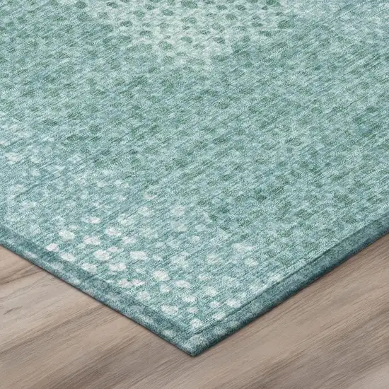 Turquoise And Teal Blue Abstract Washable Indoor Outdoor Area Rug Photo 5
