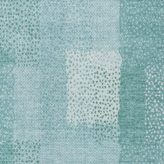 Turquoise And Teal Blue Abstract Washable Indoor Outdoor Area Rug Photo 2