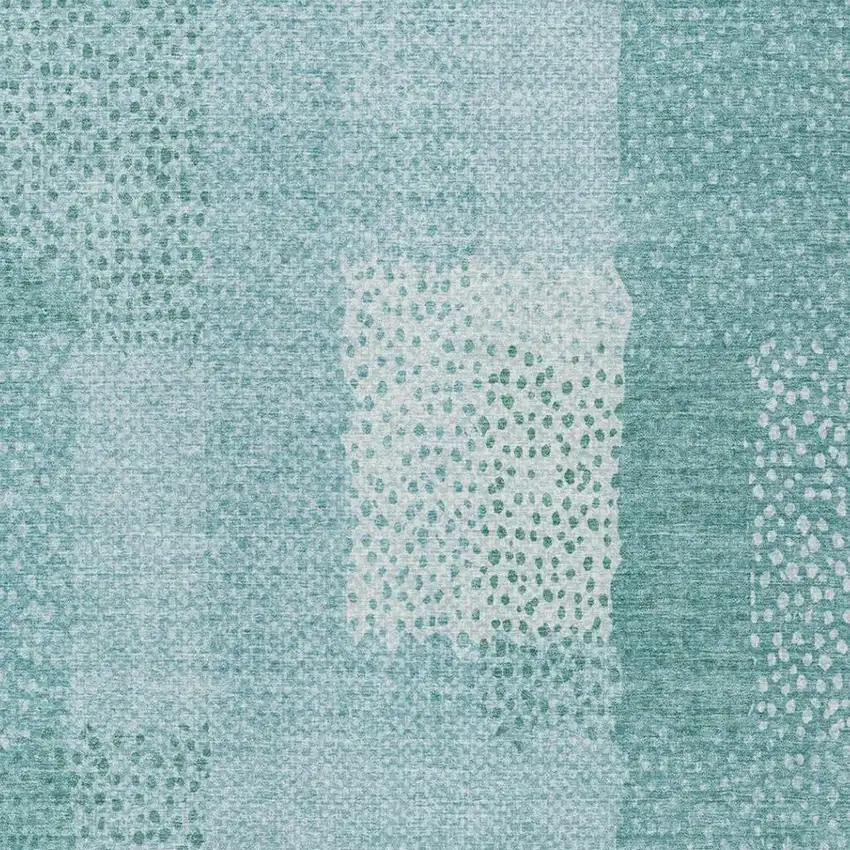 Turquoise And Teal Blue Abstract Washable Indoor Outdoor Area Rug Photo 2