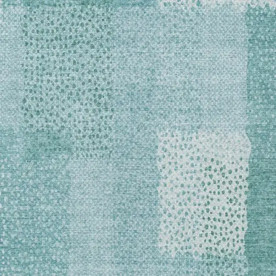 Turquoise And Teal Blue Abstract Washable Indoor Outdoor Area Rug Photo 9