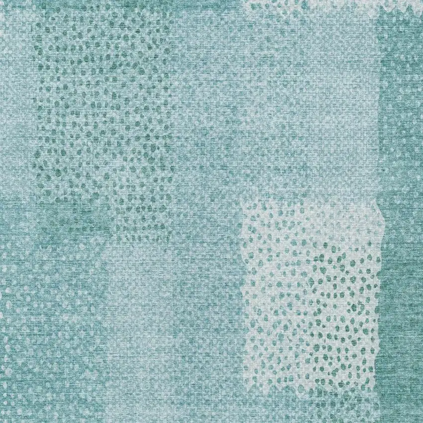 Turquoise And Teal Blue Abstract Washable Indoor Outdoor Area Rug Photo 9