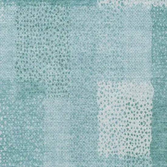 Turquoise And Teal Blue Abstract Washable Indoor Outdoor Area Rug Photo 7
