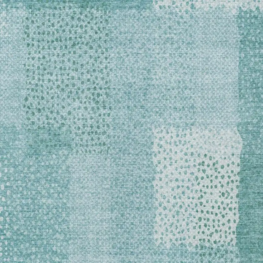 Turquoise And Teal Blue Abstract Washable Indoor Outdoor Area Rug Photo 7