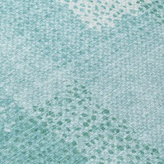 Turquoise And Teal Blue Abstract Washable Indoor Outdoor Area Rug Photo 4