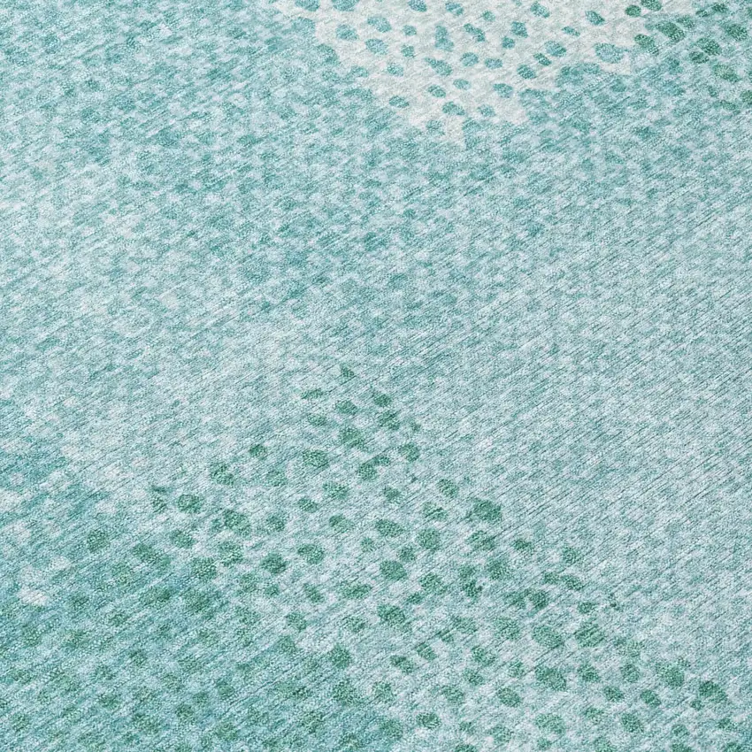 Turquoise And Teal Blue Abstract Washable Indoor Outdoor Area Rug Photo 4