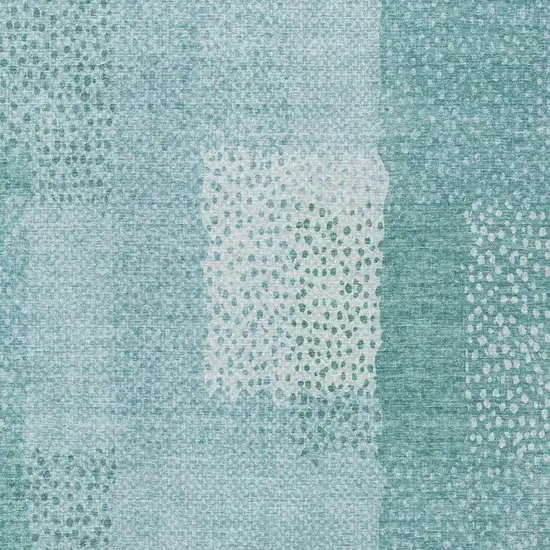 Turquoise And Teal Blue Abstract Washable Indoor Outdoor Area Rug Photo 6