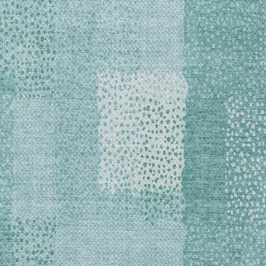 Turquoise And Teal Blue Abstract Washable Indoor Outdoor Area Rug Photo 6