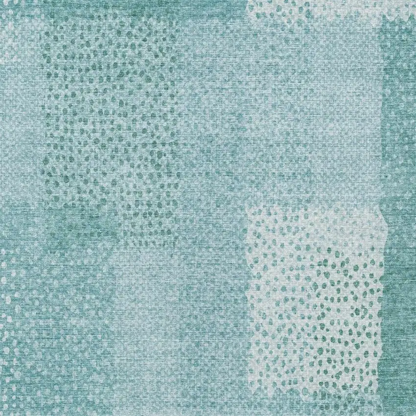 Turquoise And Teal Blue Abstract Washable Indoor Outdoor Area Rug Photo 7