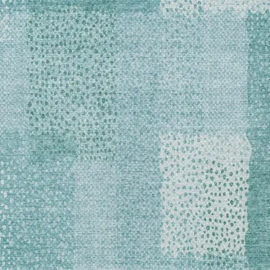 Turquoise And Teal Blue Abstract Washable Indoor Outdoor Area Rug Photo 7
