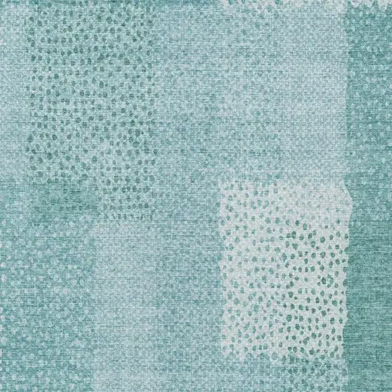 Turquoise And Teal Blue Abstract Washable Indoor Outdoor Area Rug Photo 5