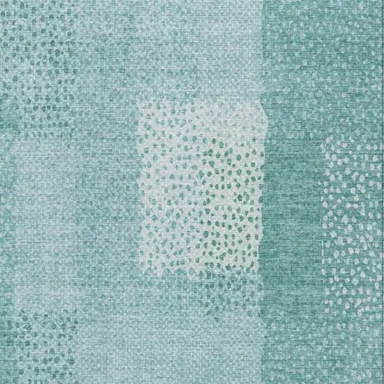 Turquoise And Teal Blue Abstract Washable Indoor Outdoor Area Rug Photo 6