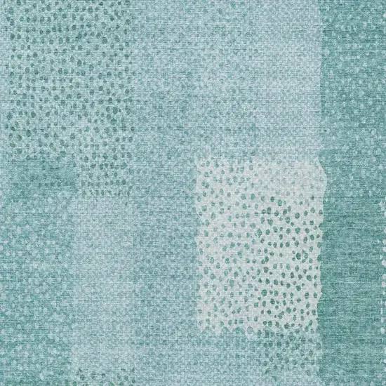 Turquoise And Teal Blue Abstract Washable Indoor Outdoor Area Rug Photo 9