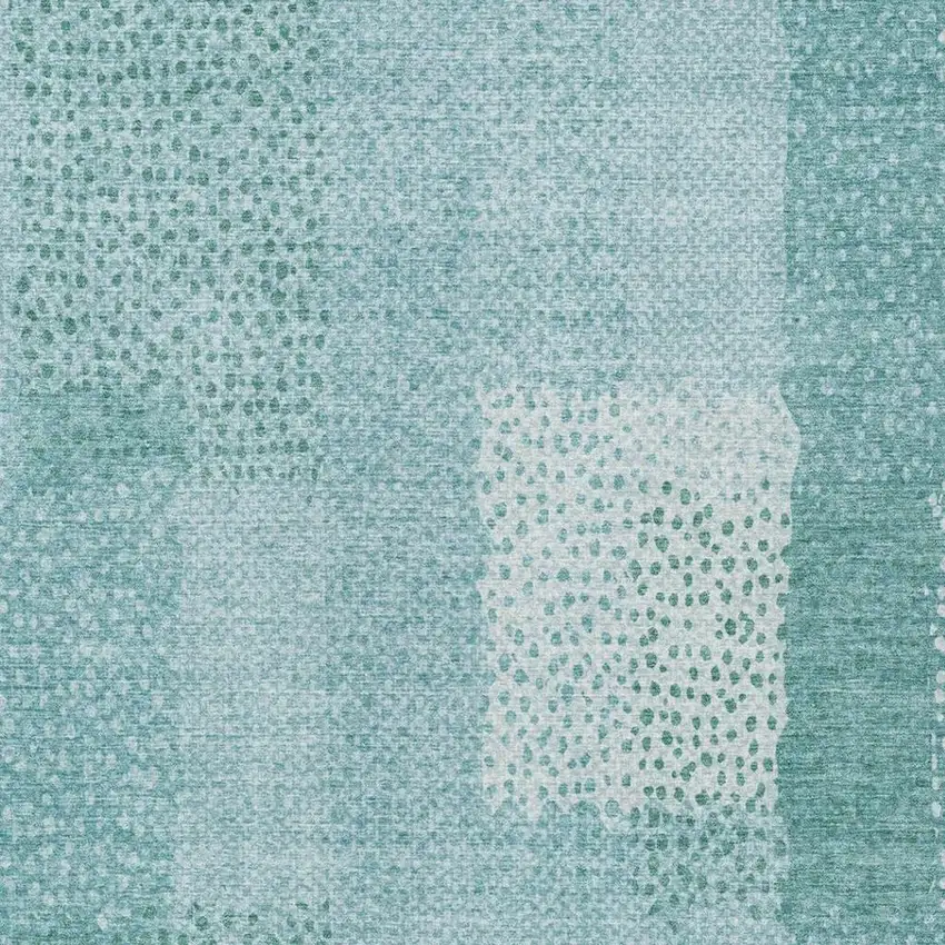 Turquoise And Teal Blue Abstract Washable Indoor Outdoor Area Rug Photo 9