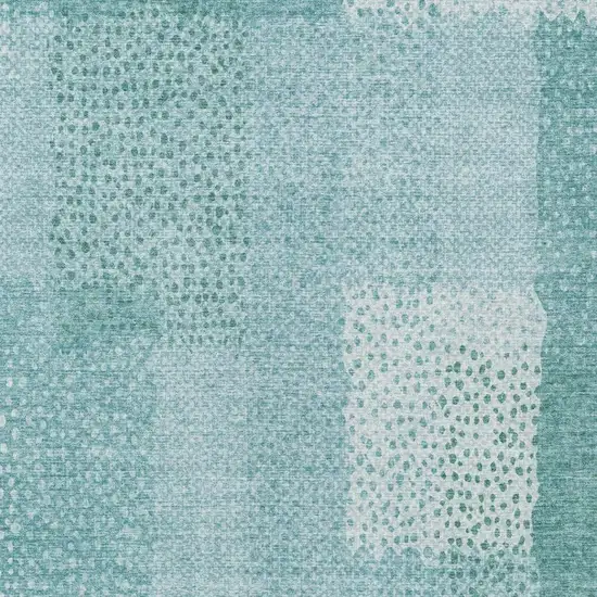 Turquoise And Teal Blue Abstract Washable Indoor Outdoor Area Rug Photo 4