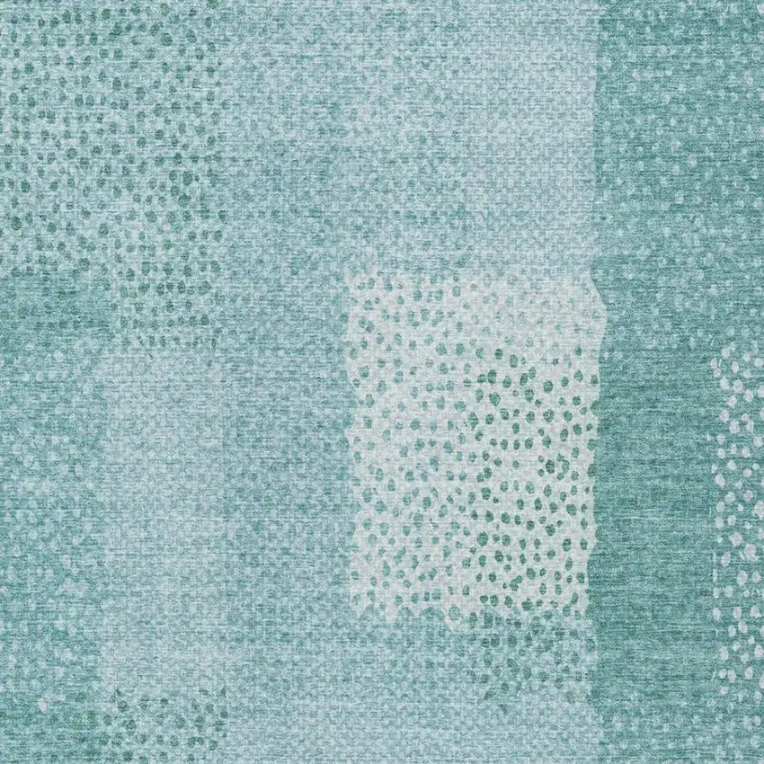 Turquoise And Teal Blue Abstract Washable Indoor Outdoor Area Rug Photo 1