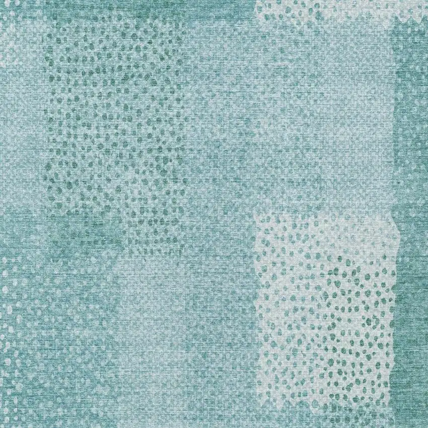 Turquoise And Teal Blue Abstract Washable Indoor Outdoor Area Rug Photo 4
