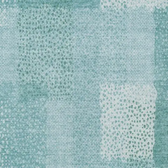 Turquoise And Teal Blue Abstract Washable Indoor Outdoor Area Rug Photo 4