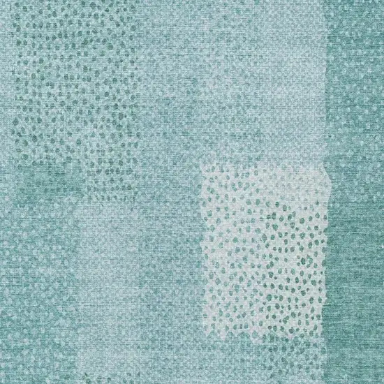 Turquoise And Teal Blue Abstract Washable Indoor Outdoor Area Rug Photo 9