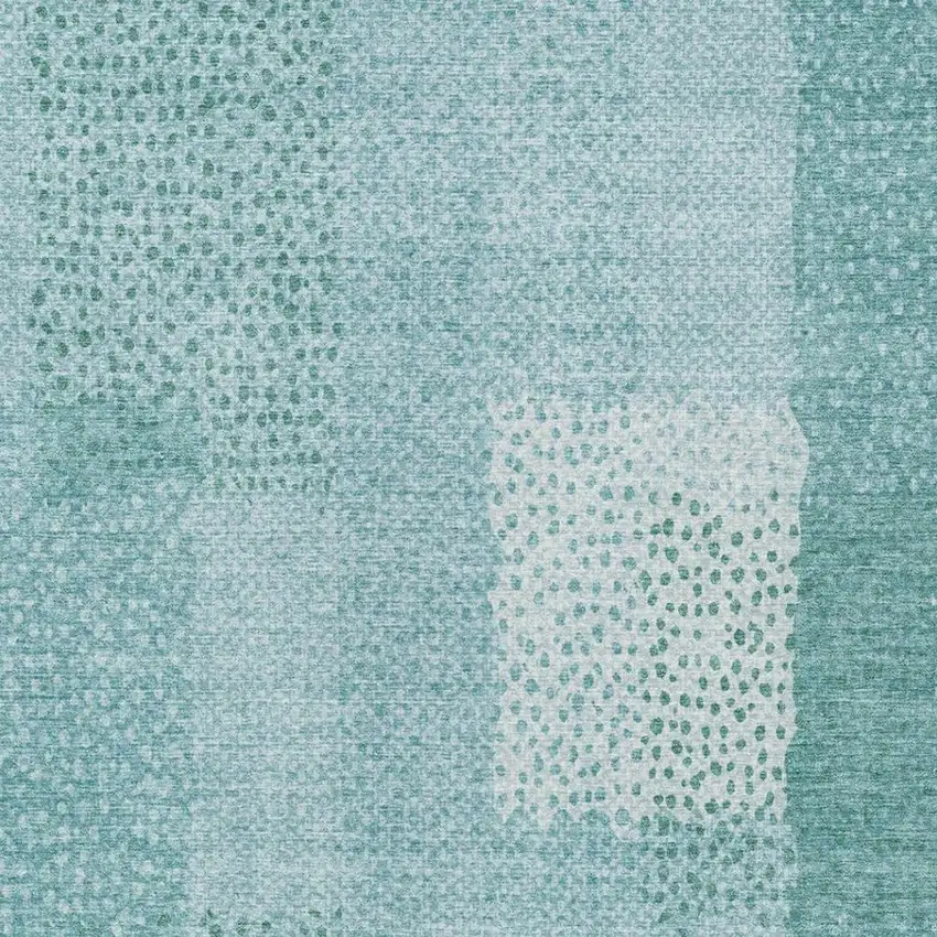 Turquoise And Teal Blue Abstract Washable Indoor Outdoor Area Rug Photo 9