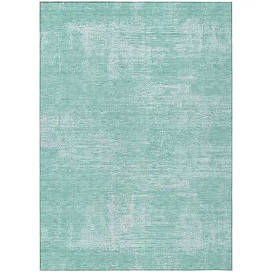 Turquoise And Teal Blue Abstract Washable Indoor Outdoor Area Rug Photo 2