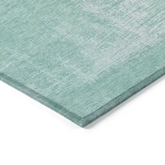 Turquoise And Teal Blue Abstract Washable Indoor Outdoor Area Rug Photo 5