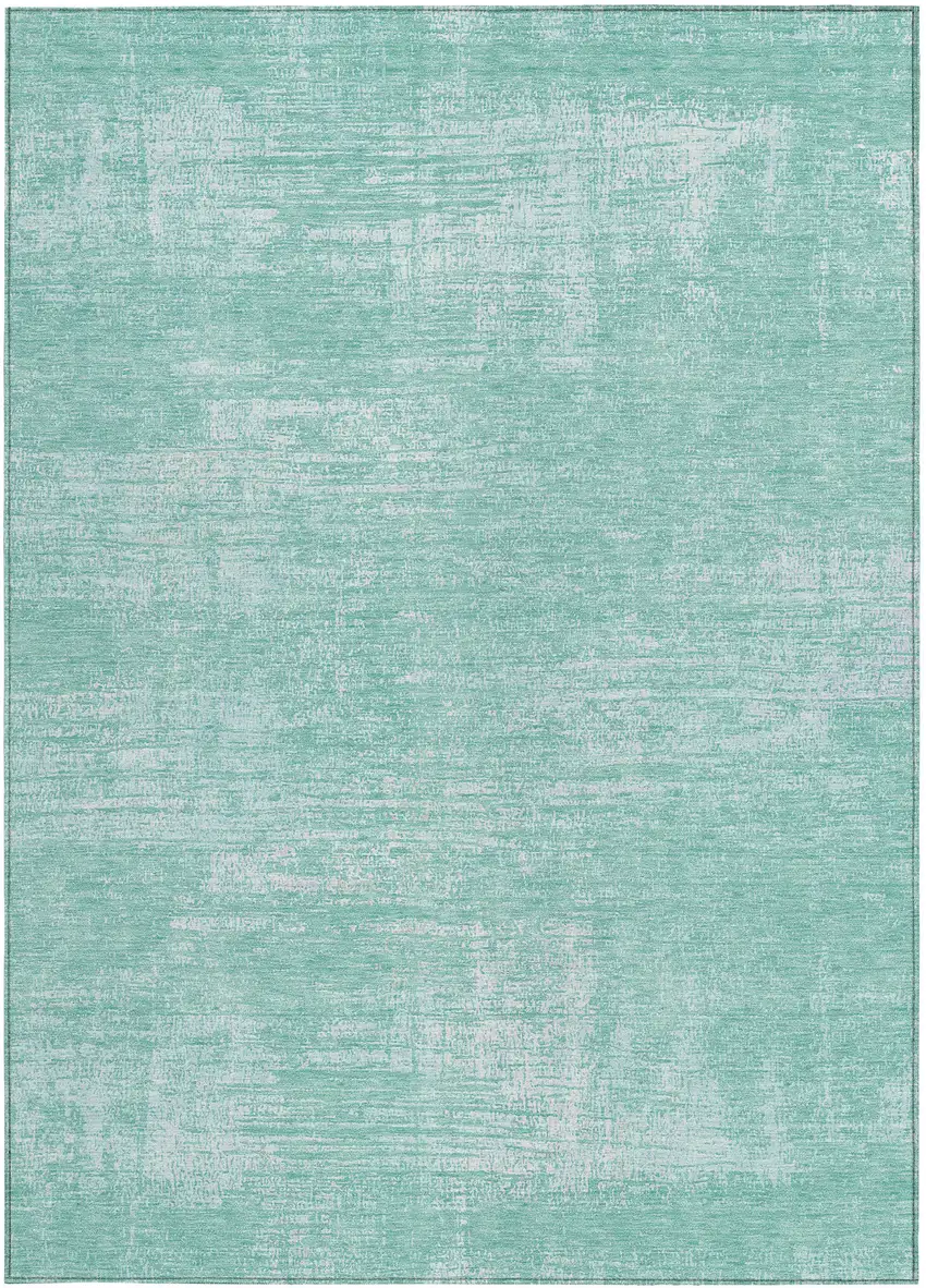 Turquoise And Teal Blue Abstract Washable Indoor Outdoor Area Rug Photo 6