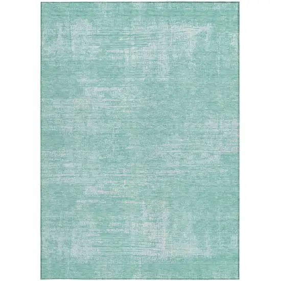 Turquoise And Teal Blue Abstract Washable Indoor Outdoor Area Rug Photo 6