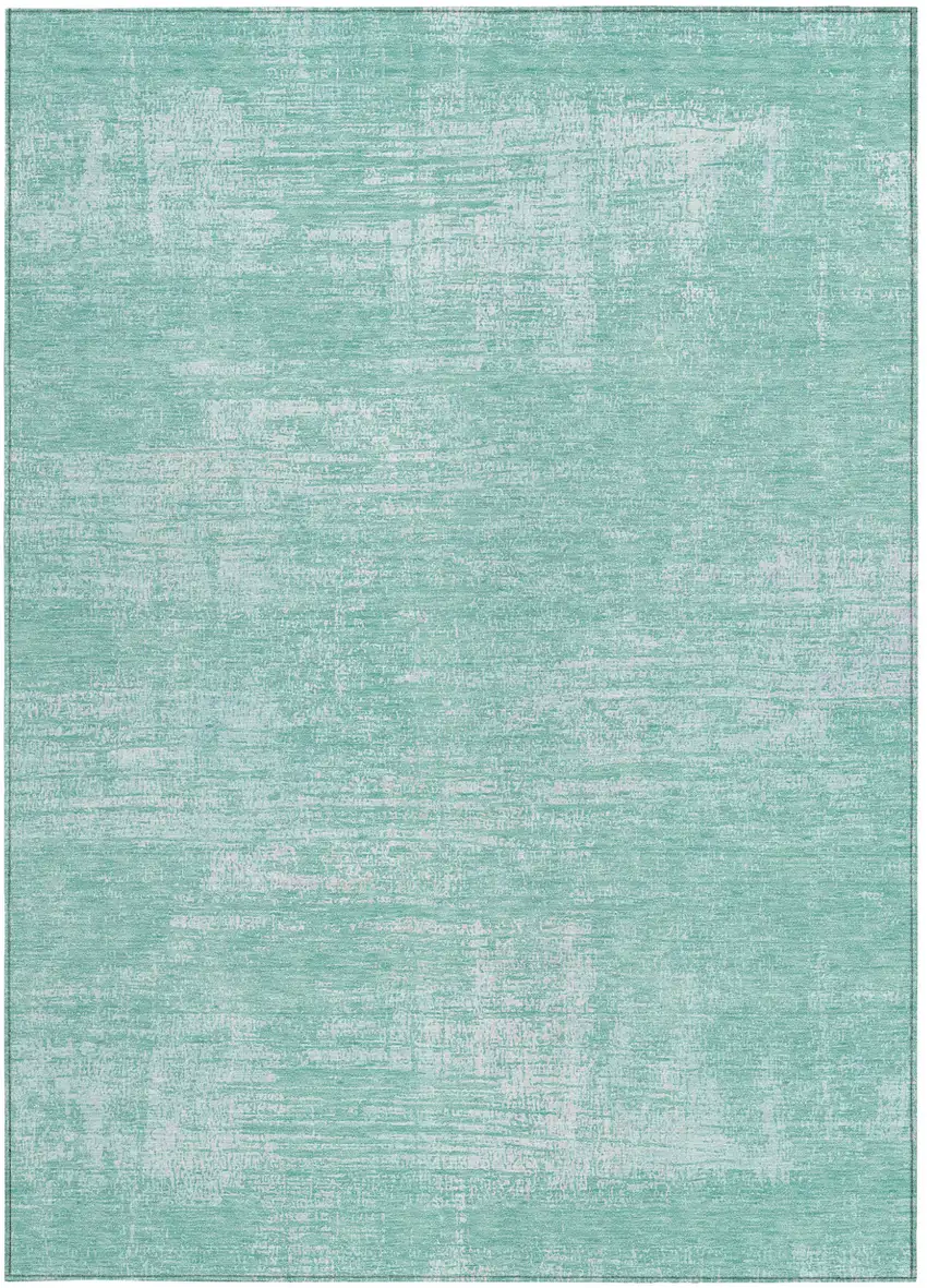 Turquoise And Teal Blue Abstract Washable Indoor Outdoor Area Rug Photo 6